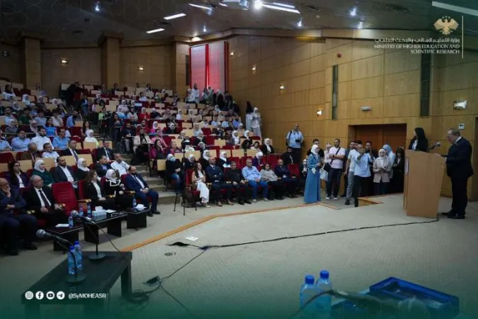 وزير التعليم العالي يفتتح المؤتمر السوري الأول للعلوم الطبية الحيوية في جامعة دمشق.
