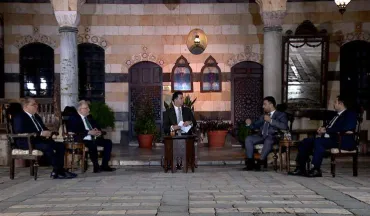 وزير التعليم العالي والبحث العلمي الدكتور "مروان الحلبي" في ندوة حوارية حول الزيادة النوعية للرواتب على قناة الإخبارية السورية.
