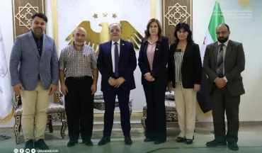 وزير التعليم العالي والبحث العلمي  يلتقي مع الدكتور "بكر غبيس"، أحد أبناء الجالية السورية الأمريكية وعضو مجلس الابتكار السوري الأمريكي.